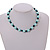 12mm/ Light Blue Faux Pearl Black Glass Bead Short Necklace (Natural Irregularities) - 38cm L/ 4cm Ext - view 4