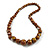 Chunky Graduated Wood Glossy Beaded Necklace in Shades of Brown/Gold/White - 66cm Long - view 2