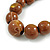 Chunky Graduated Wood Glossy Beaded Necklace in Shades of Brown/Gold/White - 66cm Long - view 4