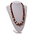 Chunky Graduated Wood Glossy Beaded Necklace in Shades of Brown/Gold/White - 66cm Long - view 3