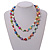 10mm D/ Solid Glass and Faux Pearl Bead Long Necklace (Multicoloured) - 108cm Long (Natural Irregularities) - view 4