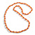 10mm D/ Solid Glass and Faux Pearl Bead Long Necklace (Orange Shades) - 108cm Long (Natural Irregularities) - view 2