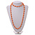 10mm D/ Solid Glass and Faux Pearl Bead Long Necklace (Orange Shades) - 108cm Long (Natural Irregularities) - view 4