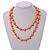10mm D/ Solid Glass and Faux Pearl Bead Long Necklace (Orange Shades) - 108cm Long (Natural Irregularities) - view 3