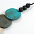 Turquoise/Grey/White Wooden Coin Bead Black Cotton Cord Necklace/ 100cm Max Length/ Adjustable - view 5