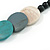 Turquoise/Grey/White Wooden Coin Bead Black Cotton Cord Necklace/ 100cm Max Length/ Adjustable - view 6