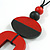 O-Shape Red/Jet Black Painted Wood Pendant with Black Cotton Cord - 88cm L/ 13cm Pendant - view 7