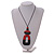 O-Shape Red/Jet Black Painted Wood Pendant with Black Cotton Cord - 88cm L/ 13cm Pendant - view 3