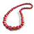 Chunky Graduated Wood Glossy Beaded Necklace in Shades of Pink/Gold/White - 66cm Long - view 2