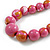 Chunky Graduated Wood Glossy Beaded Necklace in Shades of Pink/Gold/White - 66cm Long - view 3