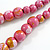 Chunky Graduated Wood Glossy Beaded Necklace in Shades of Pink/Gold/White - 66cm Long - view 4