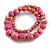 Chunky Graduated Wood Glossy Beaded Necklace in Shades of Pink/Gold/White - 66cm Long - view 5