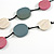 Pink/Grey/White Wooden Coin Bead Black Cotton Cord Necklace/ 100cm Max Length/ Adjustable - view 5