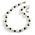 12mm/ White Faux Pearl Black Glass Bead Short Necklace (Natural Irregularities) - 38cm L/ 4cm Ext - view 2