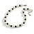 12mm/ White Faux Pearl Black Glass Bead Short Necklace (Natural Irregularities) - 38cm L/ 4cm Ext - view 8