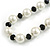 12mm/ White Faux Pearl Black Glass Bead Short Necklace (Natural Irregularities) - 38cm L/ 4cm Ext - view 9