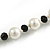 12mm/ White Faux Pearl Black Glass Bead Short Necklace (Natural Irregularities) - 38cm L/ 4cm Ext - view 6