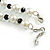 12mm/ White Faux Pearl Black Glass Bead Short Necklace (Natural Irregularities) - 38cm L/ 4cm Ext - view 7