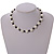 12mm/ White Faux Pearl Black Glass Bead Short Necklace (Natural Irregularities) - 38cm L/ 4cm Ext - view 4