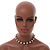12mm/ White Faux Pearl Black Glass Bead Short Necklace (Natural Irregularities) - 38cm L/ 4cm Ext - view 3