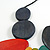 Multicoloured Multi Bar and Disk Geometric Wood Necklace with Black Cotton Cord/ 90cm Long/ Adjustable - view 7