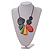 Multicoloured Multi Bar and Disk Geometric Wood Necklace with Black Cotton Cord/ 90cm Long/ Adjustable - view 4