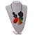Multicoloured Multi Bar and Disk Geometric Wood Necklace with Black Cotton Cord/ 90cm Long/ Adjustable - view 5