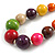 Multicoloured Graduated Wood Bead Necklace - 48cm L/ 4cm Ext - view 6