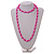 10mm D/ Solid Glass and Faux Pearl Bead Long Necklace (Pink Shades) - 108cm Long (Natural Irregularities) - view 3