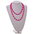 10mm D/ Solid Glass and Faux Pearl Bead Long Necklace (Pink Shades) - 108cm Long (Natural Irregularities) - view 4