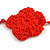 Handmade Red Floral Crochet Glass Bead Long Necklace/ Lightweight - 100cm Long - view 4