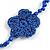 Handmade Blue Floral Crochet Glass Bead Long Necklace/ Lightweight - 100cm Long - view 6