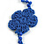 Handmade Blue Floral Crochet Glass Bead Long Necklace/ Lightweight - 100cm Long - view 7