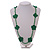 Handmade Green Floral Crochet Glass Bead Long Necklace/ Lightweight - 100cm Long - view 3