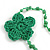 Handmade Green Floral Crochet Glass Bead Long Necklace/ Lightweight - 100cm Long - view 6
