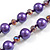10mm D/ Solid Glass and Faux Pearl Bead Long Necklace (Purple Colours) - 108cm Long (Natural Irregularities) - view 6