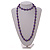 10mm D/ Solid Glass and Faux Pearl Bead Long Necklace (Purple Colours) - 108cm Long (Natural Irregularities) - view 3