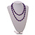 10mm D/ Solid Glass and Faux Pearl Bead Long Necklace (Purple Colours) - 108cm Long (Natural Irregularities) - view 4