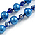 10mm D/ Solid Glass and Faux Pearl Bead Long Necklace (Blue Colours) - 108cm Long (Natural Irregularities) - view 7