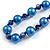 10mm D/ Solid Glass and Faux Pearl Bead Long Necklace (Blue Colours) - 108cm Long (Natural Irregularities) - view 8