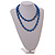 10mm D/ Solid Glass and Faux Pearl Bead Long Necklace (Blue Colours) - 108cm Long (Natural Irregularities) - view 4