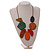 Multicoloured Geometric Wood Necklace with Black Cotton Cord/ 100cm Long/ Adjustable - view 3