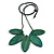 Teal Green Wood Leaf with Black Cotton Cord Necklace - 96cm Long - Adjustable - view 2