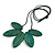 Teal Green Wood Leaf with Black Cotton Cord Necklace - 96cm Long - Adjustable - view 4