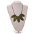 Green Wood Leaf with Black Cotton Cord Necklace - 96cm Long - Adjustable - view 3