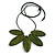 Green Wood Leaf with Black Cotton Cord Necklace - 96cm Long - Adjustable - view 2