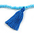 Boho Style Light Blue Glass Bead with Blue Cotton Tassel Long Necklace - 96cm L - view 6