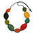 Oval Wooden Bead Geometric Black Cord Long Necklace/ Multicoloured/ 90cm Long/ Adjustable - view 4