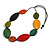 Oval Wooden Bead Geometric Black Cord Long Necklace/ Multicoloured/ 90cm Long/ Adjustable - view 2