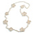 Off White Floral Crochet and Glass Bead Long Necklace - 80cm Long - view 4